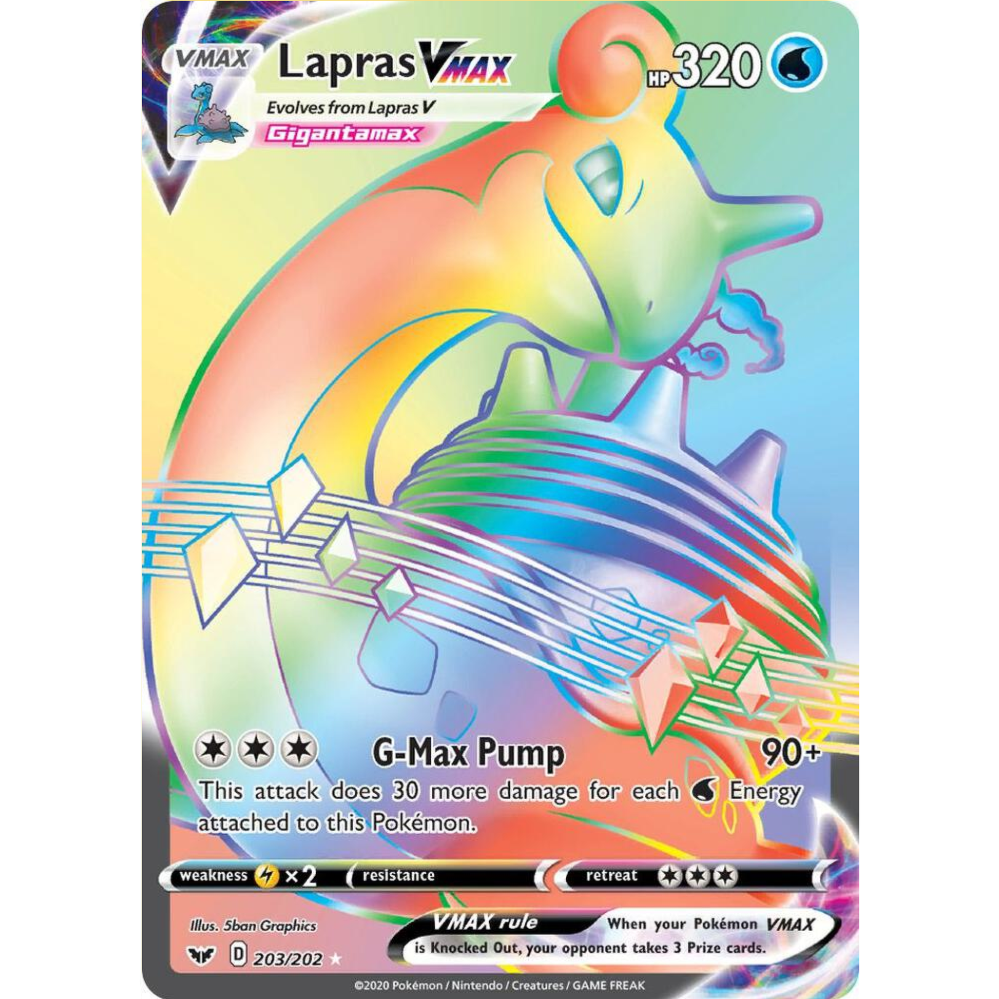 Lapras VMAX (Secret) - SWSH01: Sword & Shield Base Set (SWSH01)